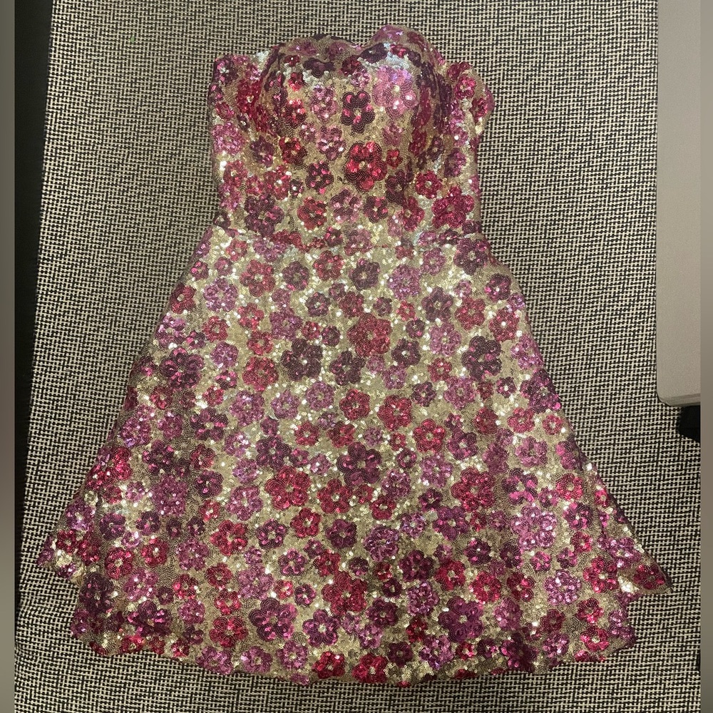 Flower Sequin Mini Dress